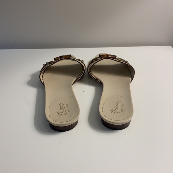 Gucci Authentic Size 39C EU (9.5 US) Genuine Leather Bamboo Buckle Sandals - Picture 7 of 9